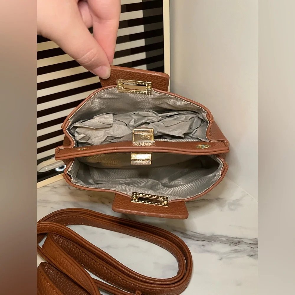 Brown Vegan Leather Handbag Crossbody
